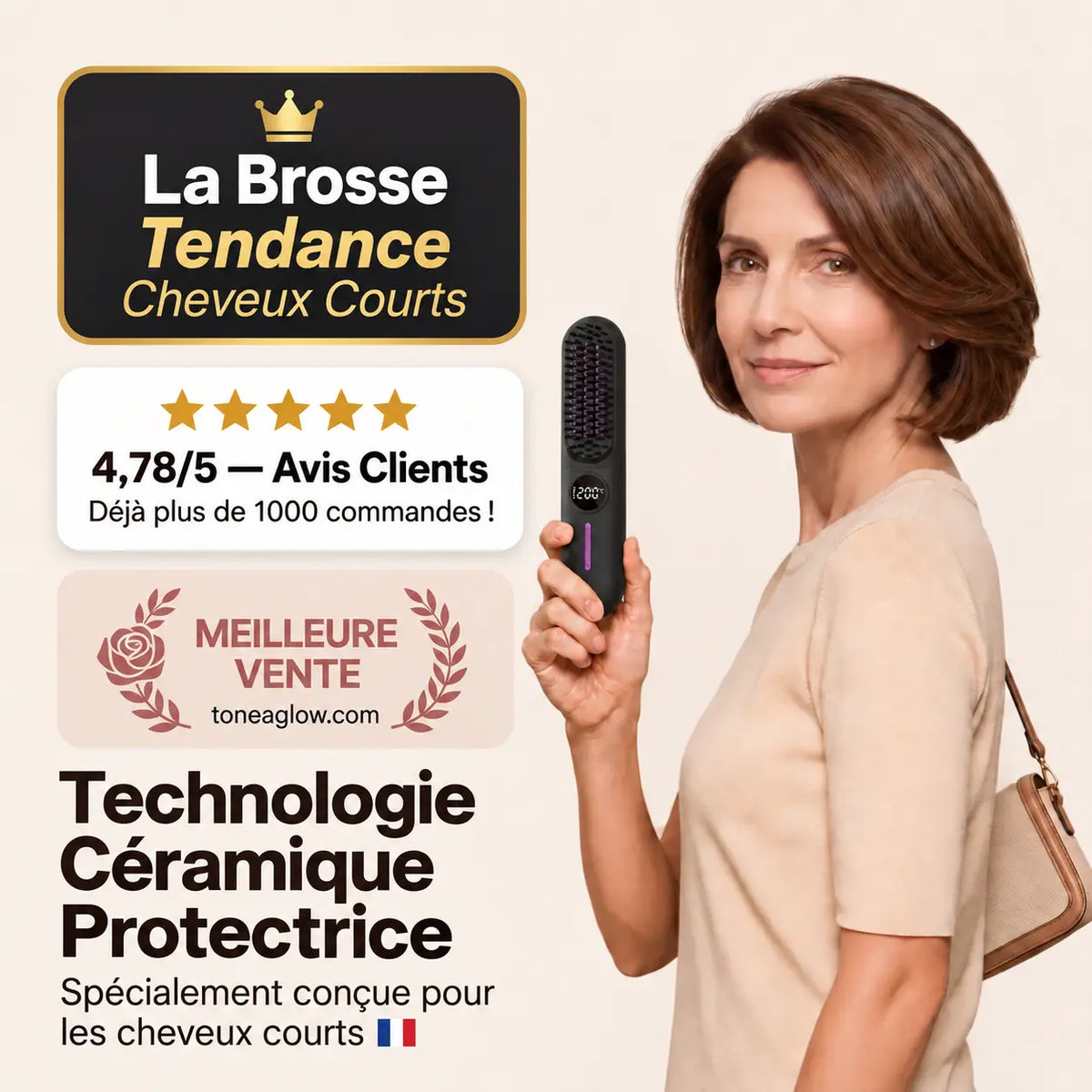 Brosse ToneaGlow Cheveux Courts