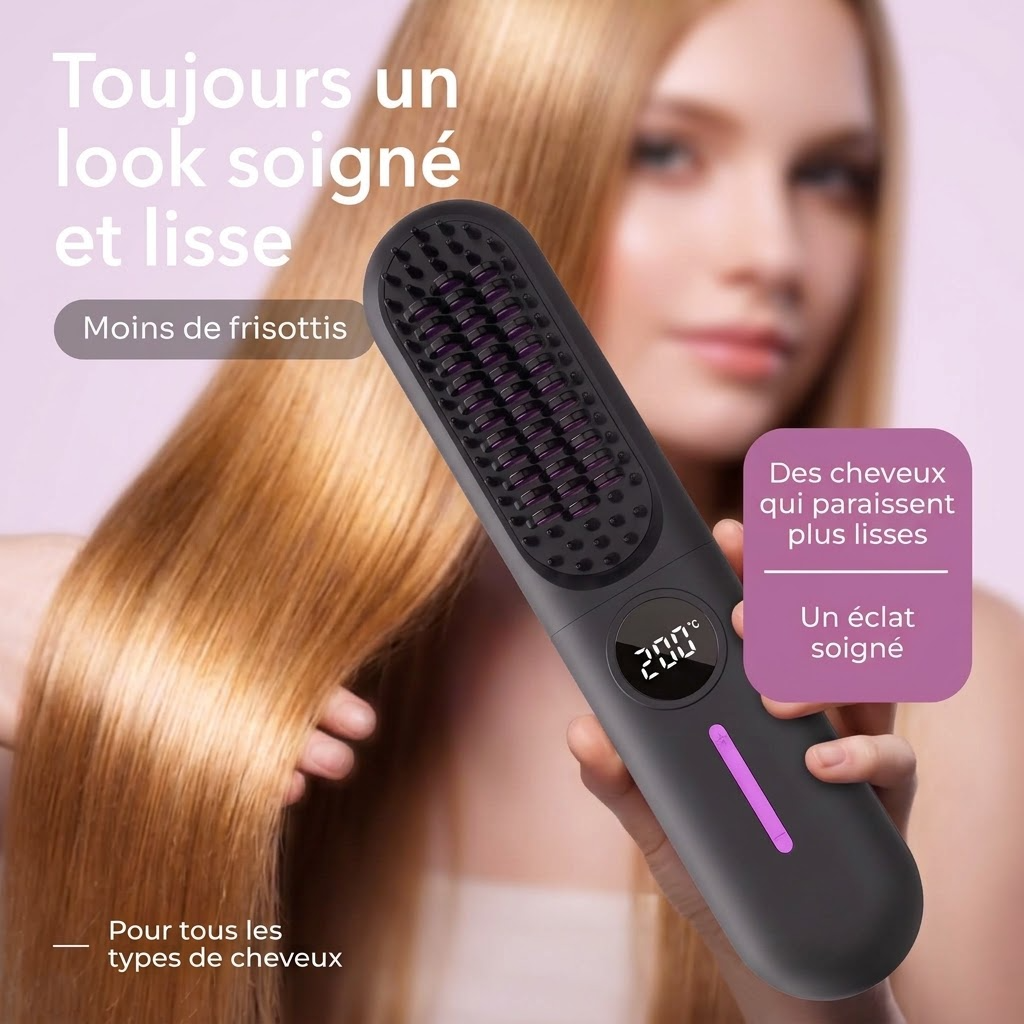 Cheveux lisses et brillants après coiffage