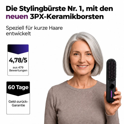 Die Stylingbürste Nr. 1 mit 3PX-Keramikborsten, speziell für kurze Haare