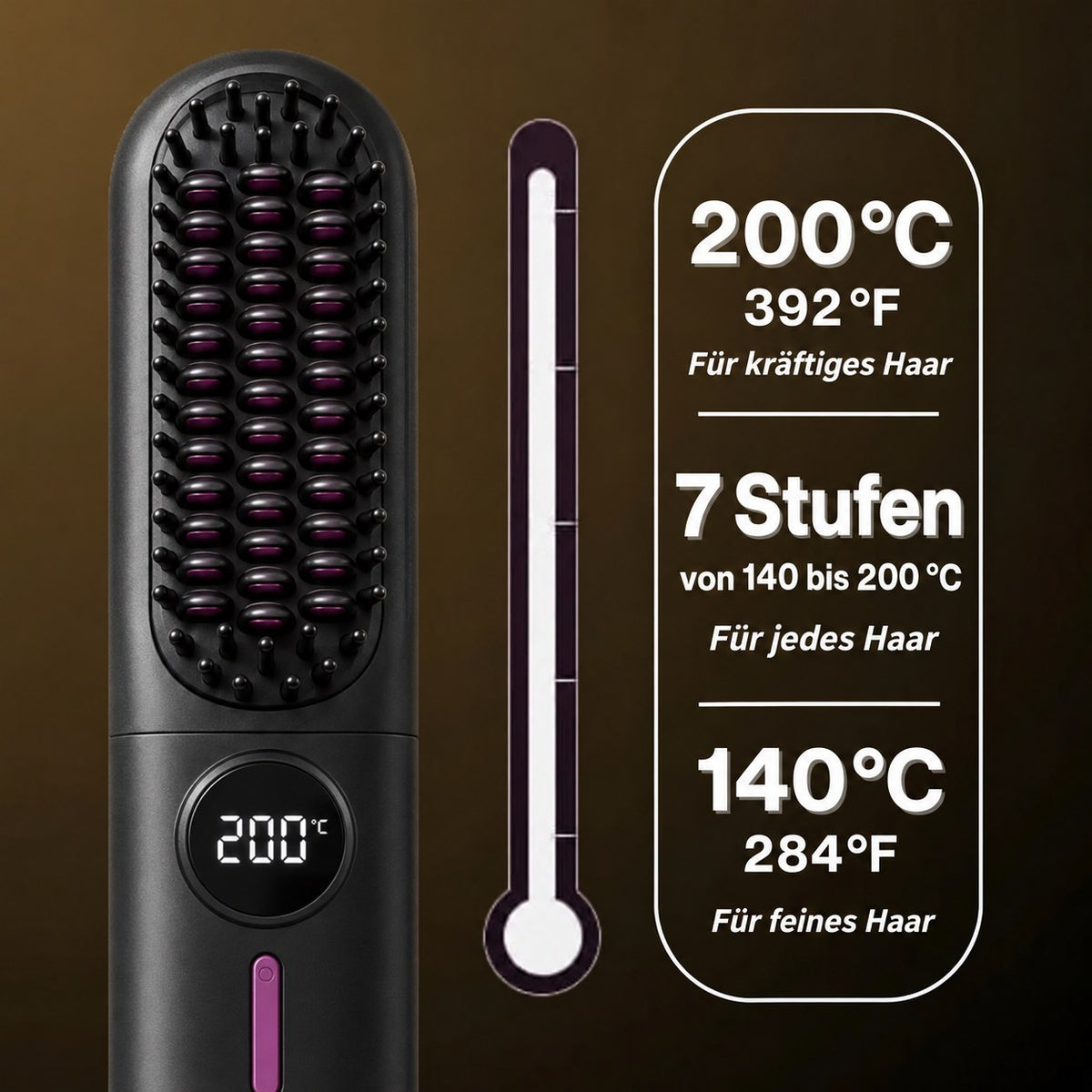 7 Temperaturstufen von 140 bis 200 °C